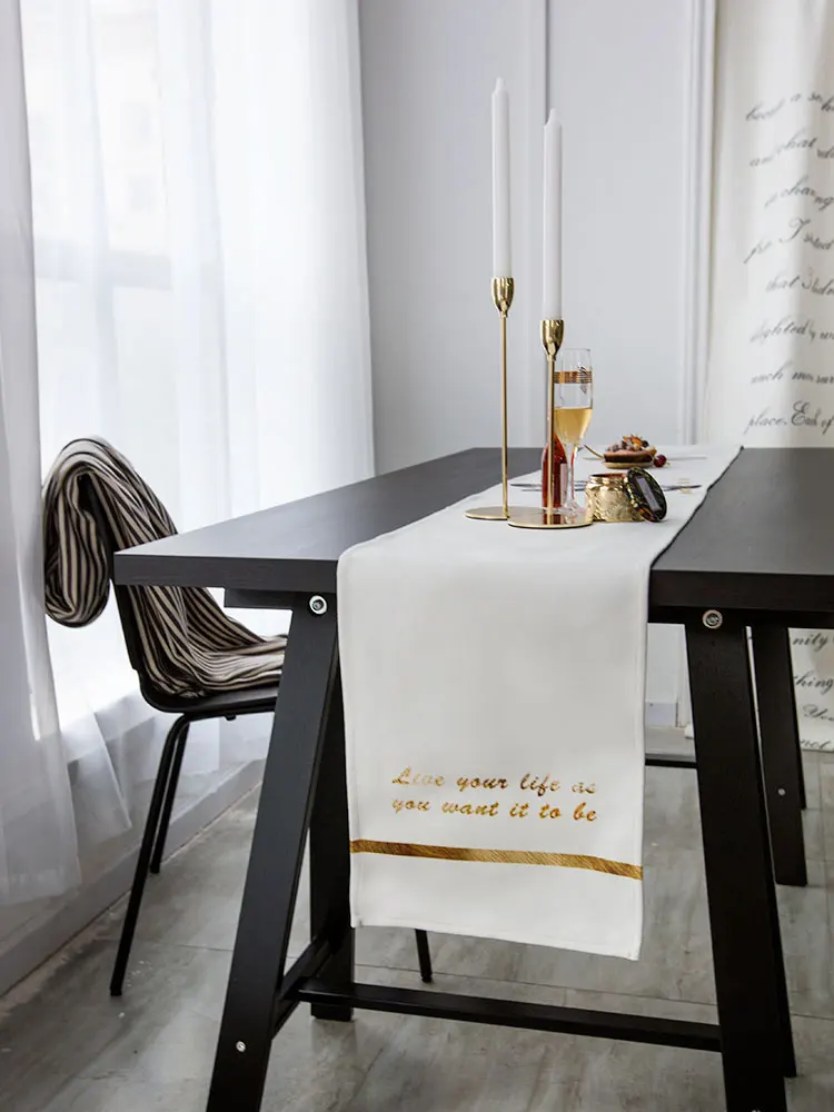 

Exquisite Thicken Farbic Table Runner For Home Decor Quality Piano End Dinner Table Runners Nordic Style Simple Runner 8 Colors