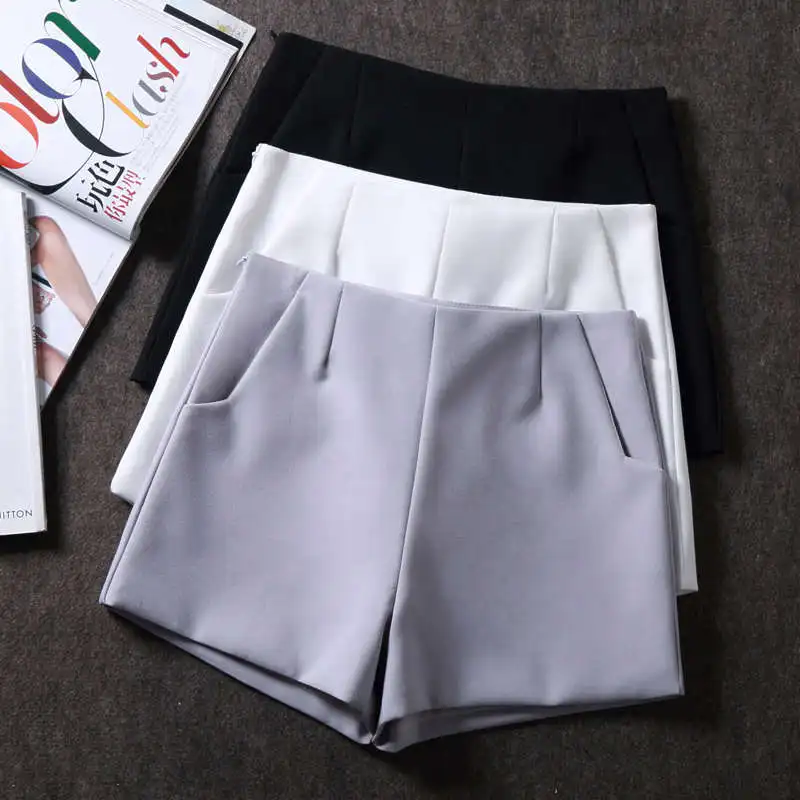 

High Waist Chiffon Suit Shorts Women Summer White Black Wide Leg Women Shorts Ladies Office Short Femme Beach Hot Shorts C4278