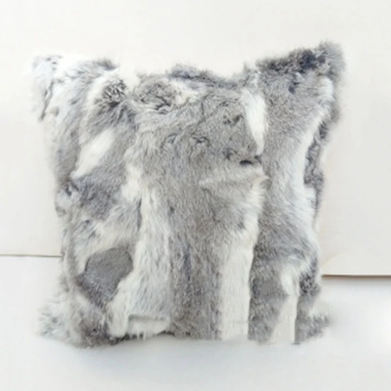 Natural Rabbit Fur Cushion Cover Pillow Case housse de home Decorative