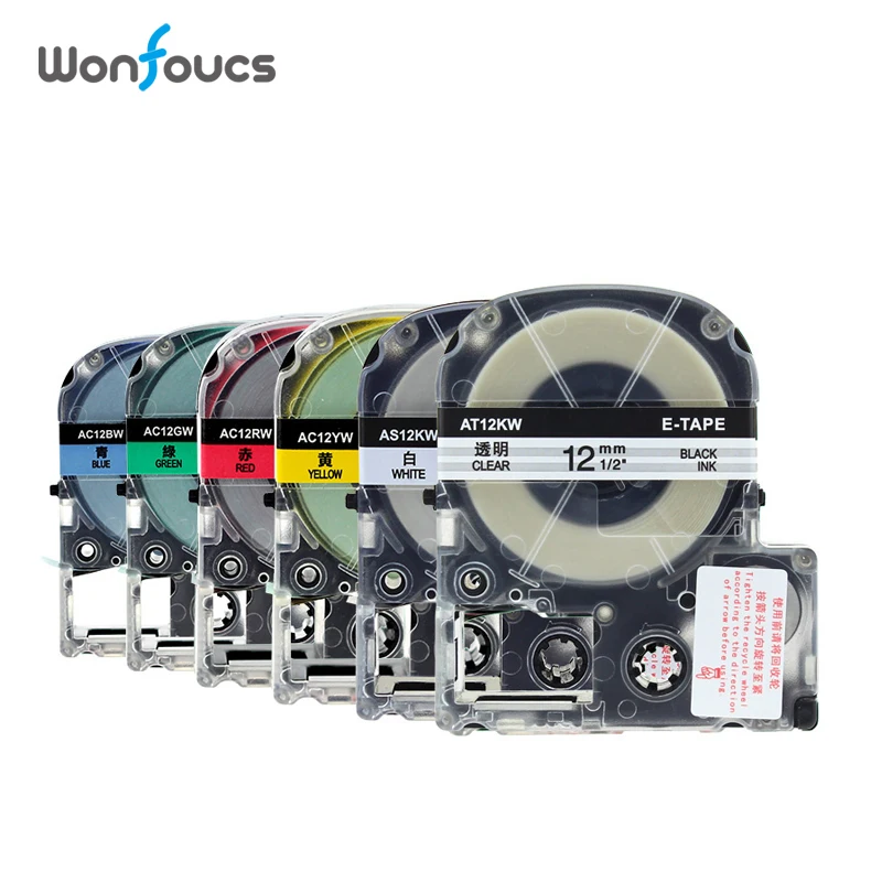 

Compatible Epson Kimji Label Tapes 12mm ST12KW SS12KW SC12RW SC12YW SC12GW SC12BW Laminated Ribbons For LabelWorks LW600 SR230CH