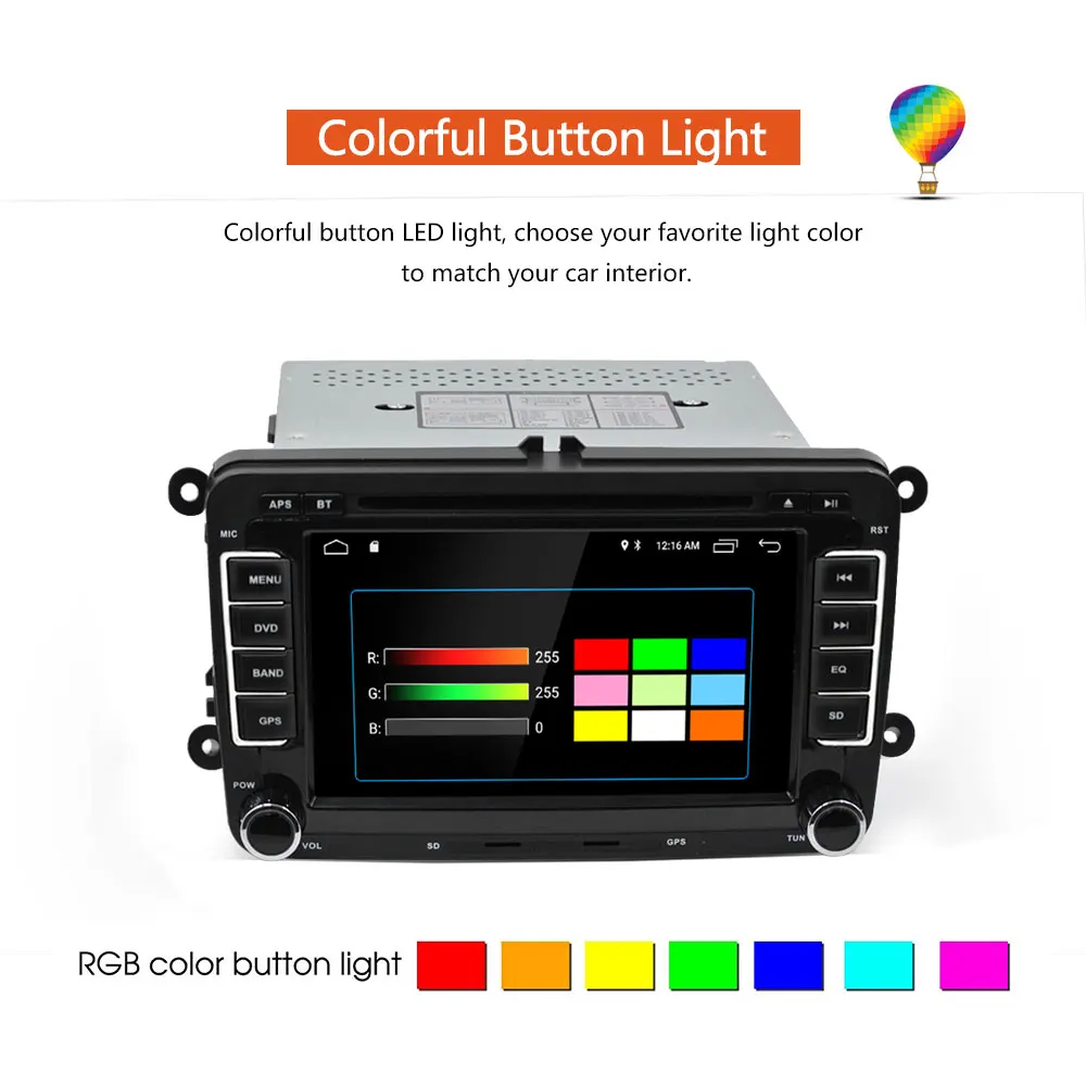 Clearance AMPrime Car Multimedia player Android 7" GPS Autoradio 2 Din USB For Volkswagen/VW/ Passat/POLO/GOLF/Skoda/Seat/Leon Radio Wifi 8