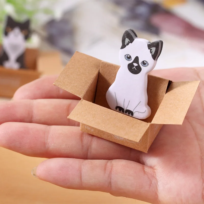 3D Kawaii Кошка Собака коробка милые наклейки из мультфильмов корейский Канцелярские заметки офисные школьные принадлежности блокнот