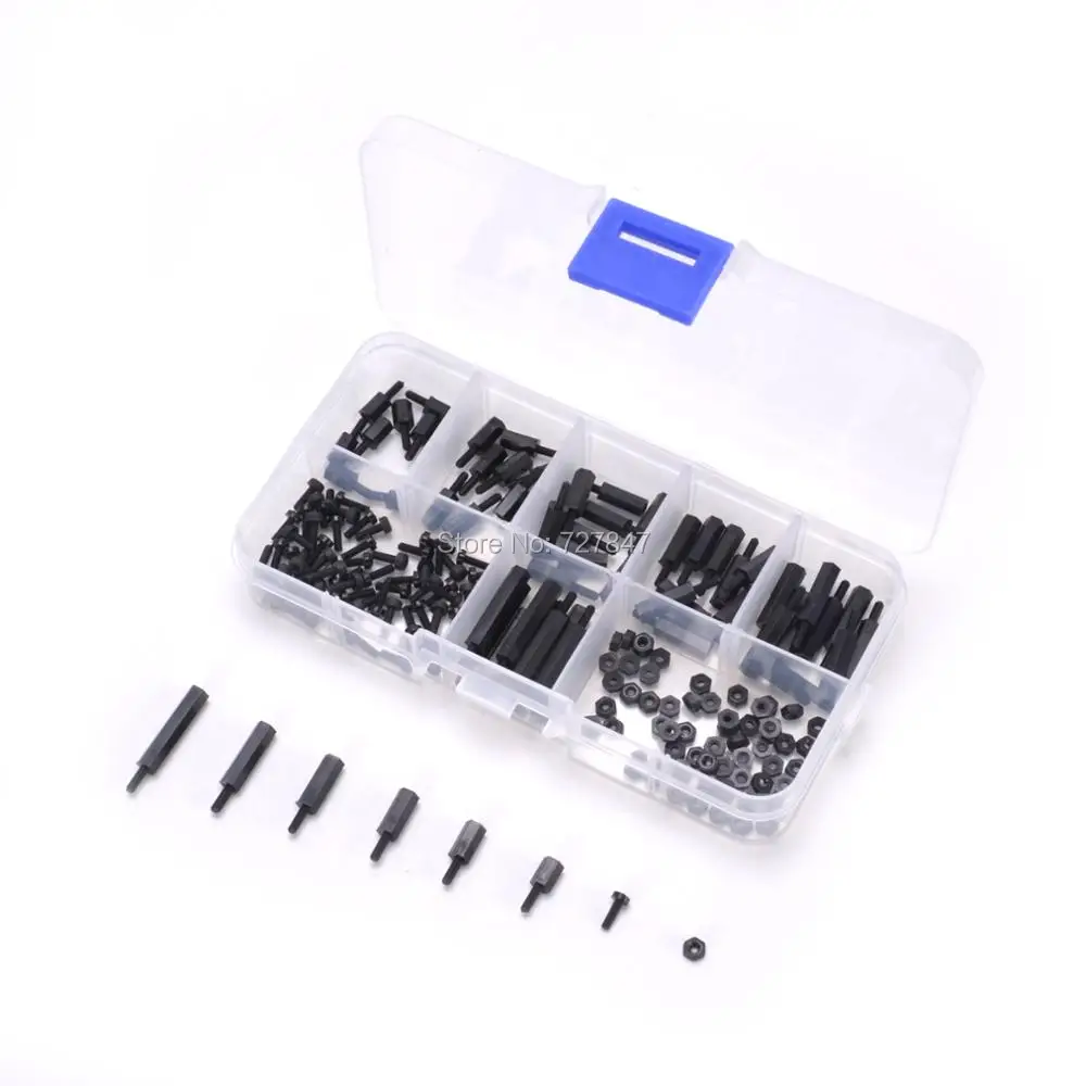 

180pcs/ lot M2 Nylon Hex M-F Spacers / Screws/ Nuts Assorted Kit, Standoff