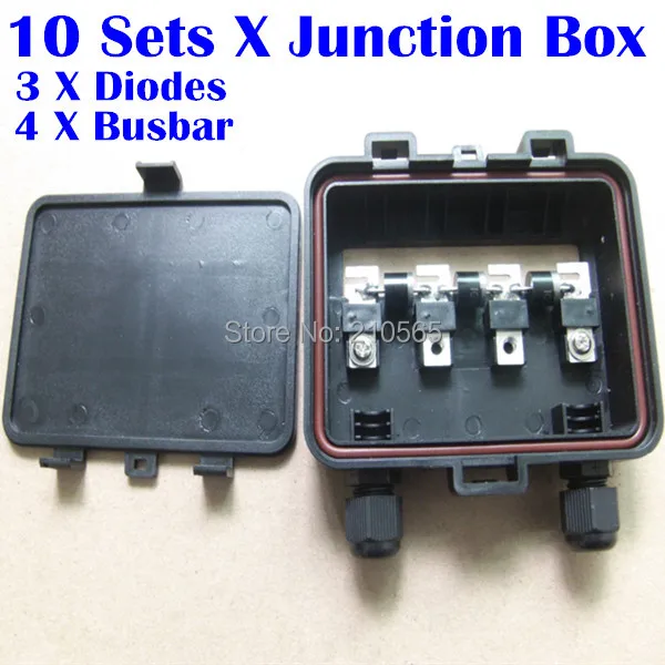 10 pcs/lot Solar Junction Box without cable and connector PV junction box with 4 bus bar 3 diodes | Обустройство дома