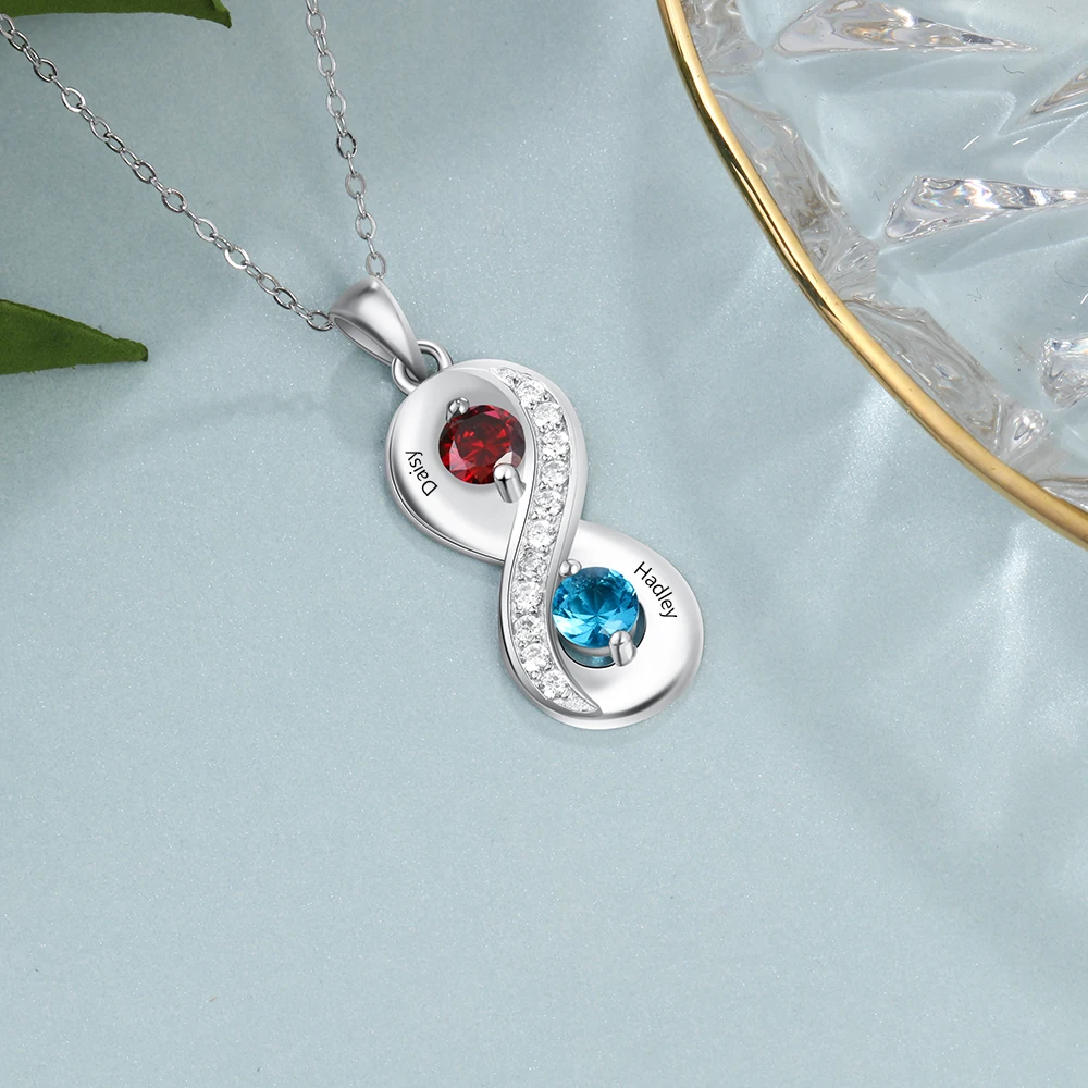 Персонализированное имя ожерелья 925 пробы серебряные ожерелья из камня по дате рождения на заказ Бесконечность Любовь ювелирные изделия женский подарок(lam hub fong