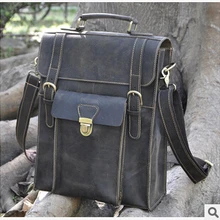 Первый слой из воловьей кожи crazy horse Натуральная Кожа винтажный большой емкости мужской рюкзак 14 дюймов Сумка для ноутбука сумка дорожная сумка