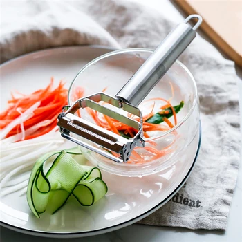 

TTLIFE Multifunctional 2 In 1 Stainless Steel Julienne Slicer Potato Carrot Shredder Vegetable Grater Fruit Peeler Kitchen Tools