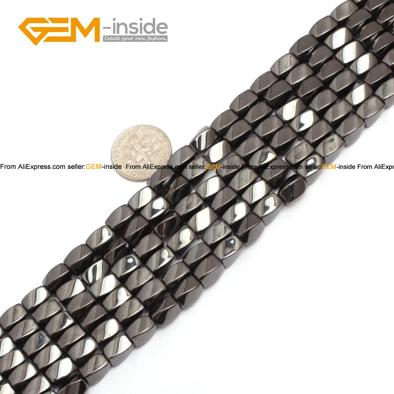 16 Inch Gemstone Hematite 8x5mm Twist Beads 