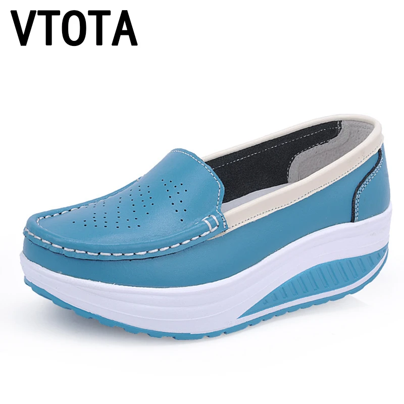 

VTOTA Women's Platform Casual Shoes For Women Genuine Leather Woman Swing Wedges Woman Shoes Breathable Walking Cheap Shoes X728