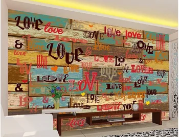 

custom 3d wallpaper Retro English alphabet Wooden wood grain 3D background wall photo 3d wallpaper