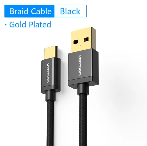 Black Кабель Vention usb type-C кабель передачи данных для быстрой зарядки для samsung Galaxy S9 S8 Xiaomi huawei one plus 5t 6 USB C зарядный кабель - Цвет: Black