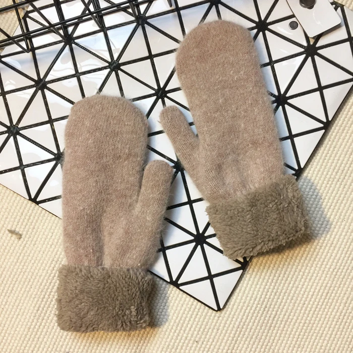 Женские Зимние перчатки без пальцев, вязаная, шерстяная, тёплая варежки перчатки перчатка DIY Карамельный цвет - Цвет: Soybean