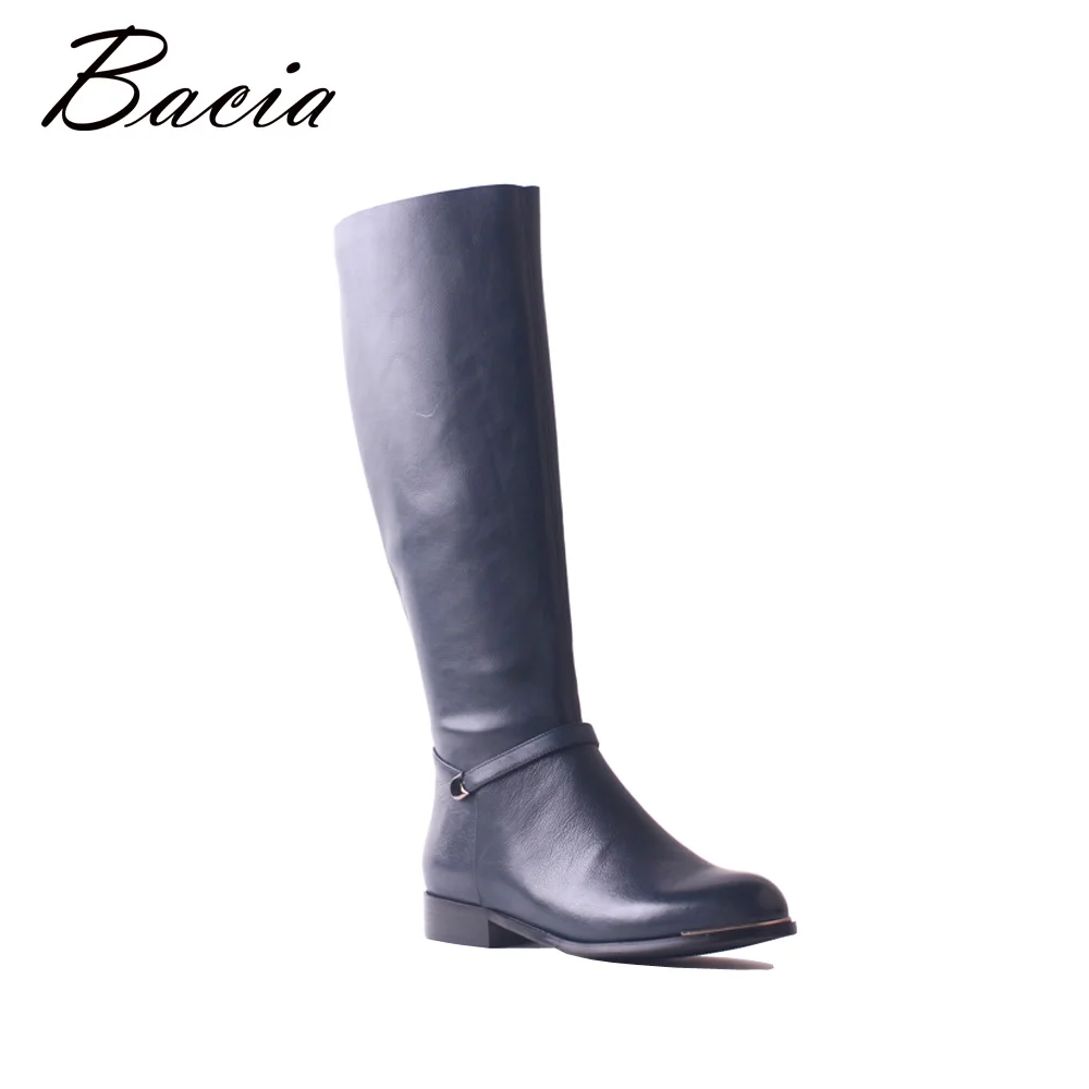 

Bacia Women Winter 100% Natural Leather Genuine Shoes Short Plush Long Boots Fashion Female Knee-High Casual Walking Shoes SB088