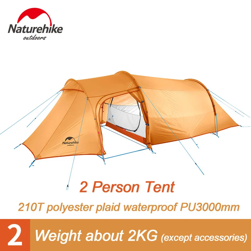 Naturehike легкие палатки для кемпинга 2 3 4 человек семейные вечерние палатки для походов туризма с ковриком NH17L001-L - Цвет: Orang 2P