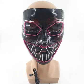 

Halloween Party Mask Scary Bloody Machine Eye Serrated EL Mask Horror Cosplay Masquerade Glow Party Supplies with DC3V Inverter