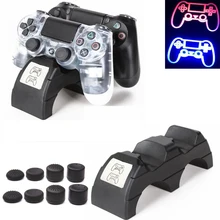 PS4 контроллер двойной зарядка через usb Зарядка Док-станция Подставка для Playstation 4 pro/PS4 pro/PS4 тонкий светодиодный индикатор Зарядное устройство с Шапки