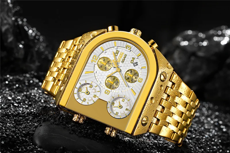 Топ бренд TEMEITE большие кварцевые часы мужские военные водонепроницаемые Бизнес наручные часы роскошные золотые стальные мужские часы Relogio Masculino