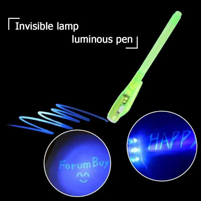 Светящийся светильник с большой головкой, волшебная фиолетовая ручка, 2 в 1, УФ-черный светильник, комбинированный рисунок, невидимые чернила, ручка для обучения, обучающая ручка для детей