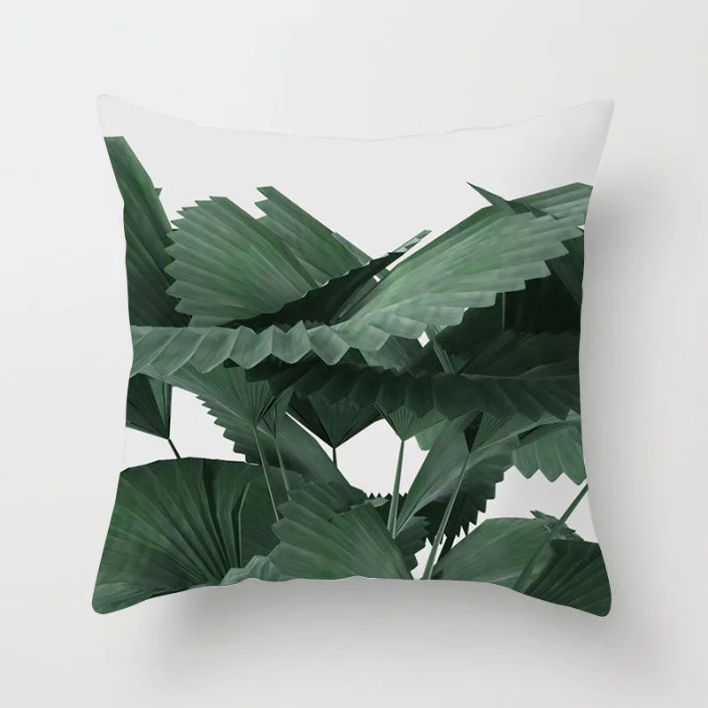 Monstera Printed Leaf Cushion Cover 45x45cm Polyester Tropical Leaves Throw Pillow Covers Decorative Home Decoration Accessories