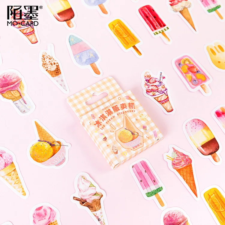 46 unids/lote helado delicioso papel de etiqueta engomada de la etiqueta engomada Diy diario Scrapbooking etiqueta engomada de la etiqueta