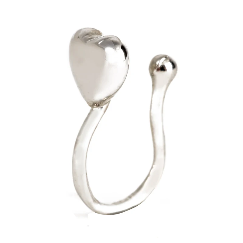 Boho Fake Nose Clip Fashion Stainless Steel Heart Non-Piercing Nose Cuff Ring Shellhard Charms Piercing Septum Body Jewelry