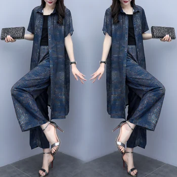 

Floral Print Cardigan Pant Suit Two Piece Set Big Size Summer Costumes For Women Conjunto Feminino Ensemble Femme Survetement