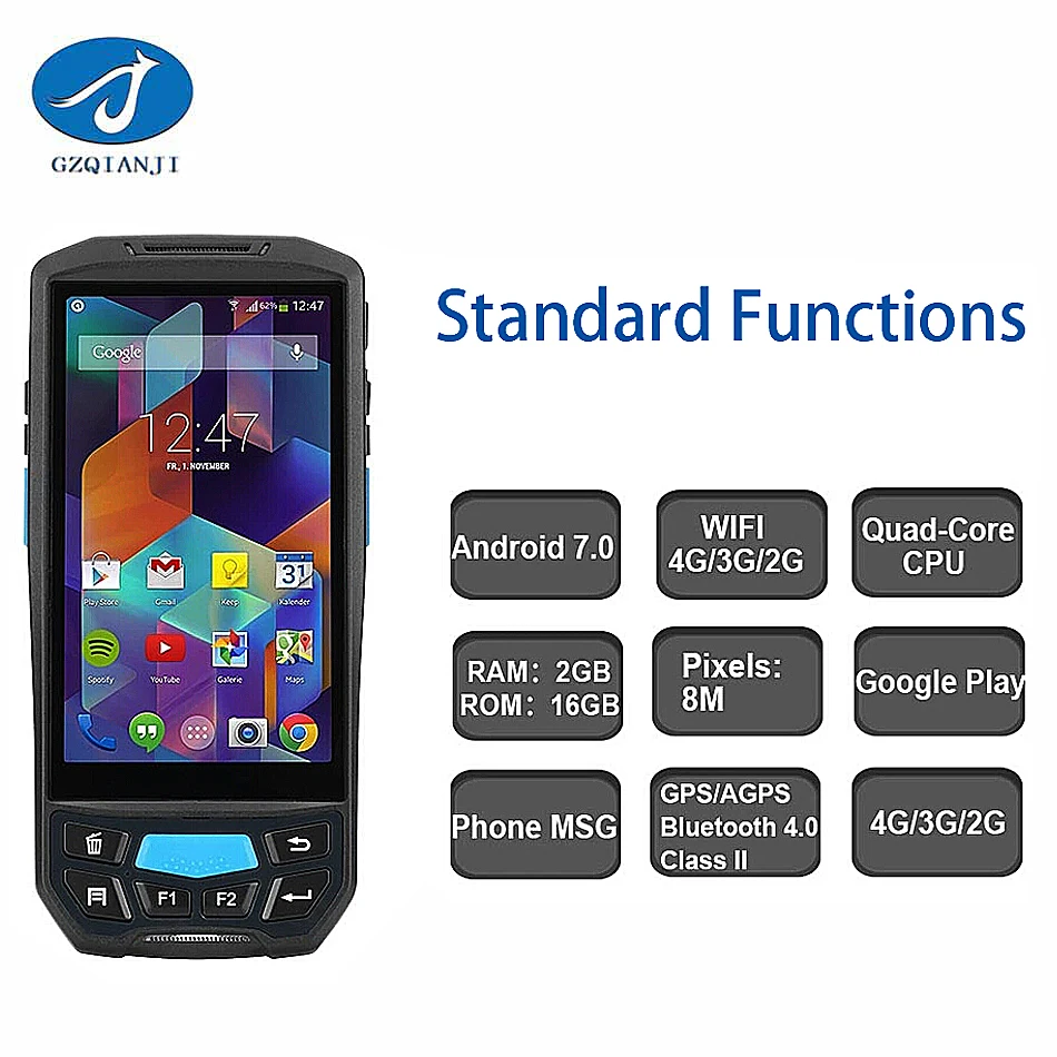 

POS Terminal 2D handheld bluetooth 4.0 Wireless Data Collection PDA Terminal Android Handheld 2D Barcode Scanner with GPS GPRS