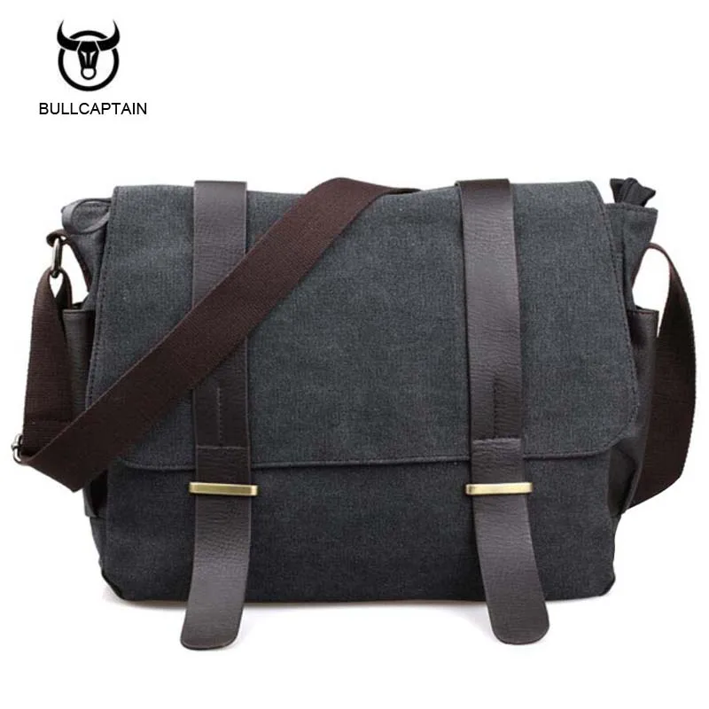 Bullcaptain Retro Men Briefcase Business Shoulder Bag Canvas Messenger Bags Man Handbag Tote Bag Casual Travel Bag Sac Hommes bullcaptain 2017 men casual briefcase business shoulder bag leather messenger bags computer laptop handbag bag men s travel bags