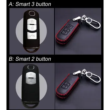 

Car Keychain Leather Car Key Case Cover For MAZDA Axela AXEL Atenza 6M3 Axela mazda CX-5 mazda 3 mazda6 Car Accessories