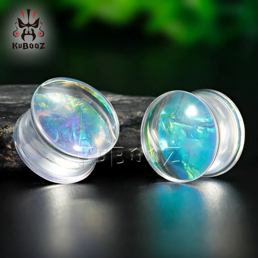 KUBOOZ 10PCS Ear Piercing Plugs Tunnels Stretcher Saddle Transparent Double Flared Acrylic Gauges Earrings Expander Jewelry Gift