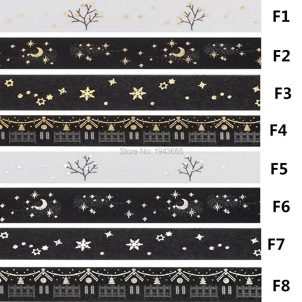 1X черная луна звезды Васи бумага Маскировочные ленты 1,5 см х 5 м DIY Скрапбукинг сердце наклейка s Наклейка для Обертывания подарков
