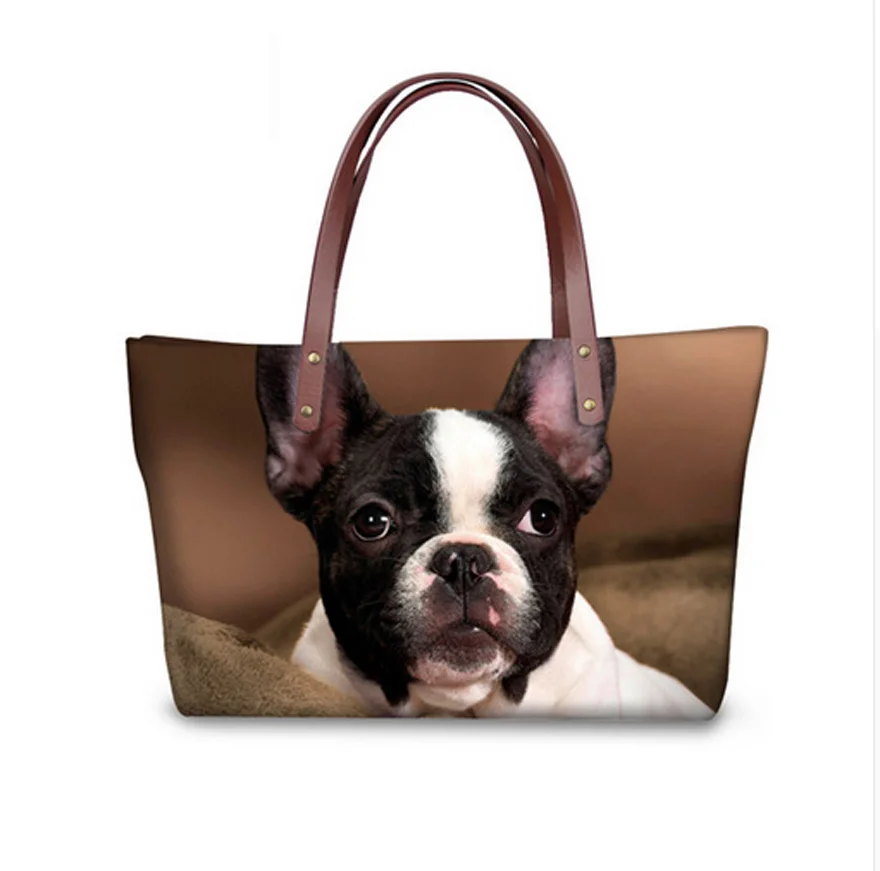 

Woman Handbags Causal Shoulder Strap Bag Ladies Tote Bags Womens Female Boston Terrier Print Beach Shoes Bag Bolsos Mujer