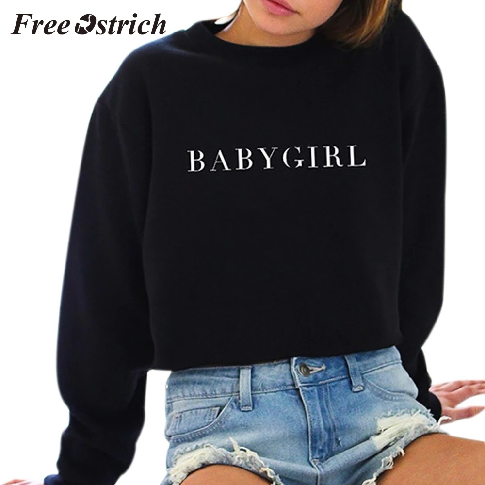 

Free Ostrich Letter Pullover Sweatshirt Print Letter Stylish And Fashion Design Round Neck Long Sleeve Casual Black Sweatshirt
