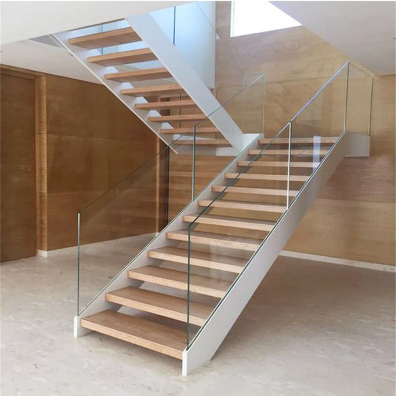 ダブルステンレス鋼ビームu形状木製の階段デザインフレームレスガラス手すり リビングルームセット Aliexpress