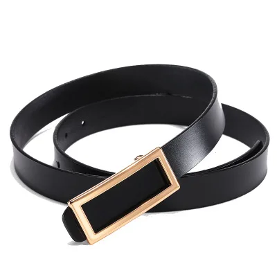 

2019 New spring and summer simple women's belt leather retro belt female leather Korean version fashion smooth buckle red