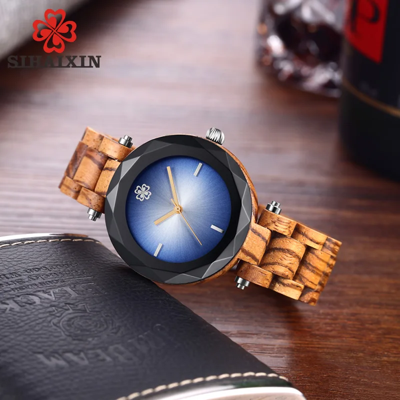SIHAIXIN драгоценный камень натурального бамбукового дерева женские наручные часы Топ люкс Дамы торговая марка кварцевых часов как электронные часы рождественские подарки