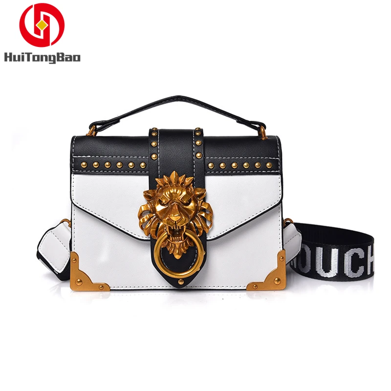 Fashion Women Metal Lion Head Mini Small Square Pack Shoulder Crossbody