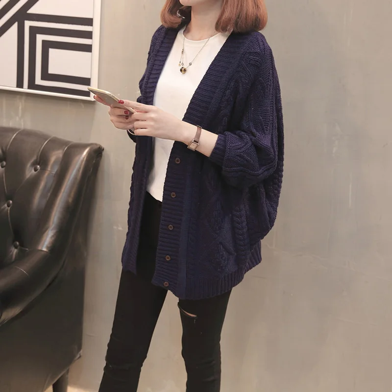 Autumn Cardigan Sweater Women Fashion Twist Single-breasted Coat Knitted V-neck Long Cardigan Female Leisure Sweater Coat Xy507 Autumn Cardigan Sweater Women Fashion Twist Single-breasted Coat Knitted V-neck Long Cardigan Female Leisure Sweater Coat Xy507