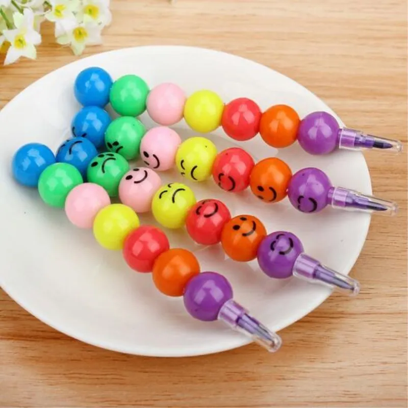 

7 Colors Crayons For Kids Wax Crayon Creative Sugar-Coated Haws Cartoon Smile Graffiti Pen Stationery Gifts