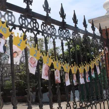 Пользовательские мальчик первый 1-й принц День Рождения украшения серебро синий золотой ежемесячный фото реквизит для фотосессии