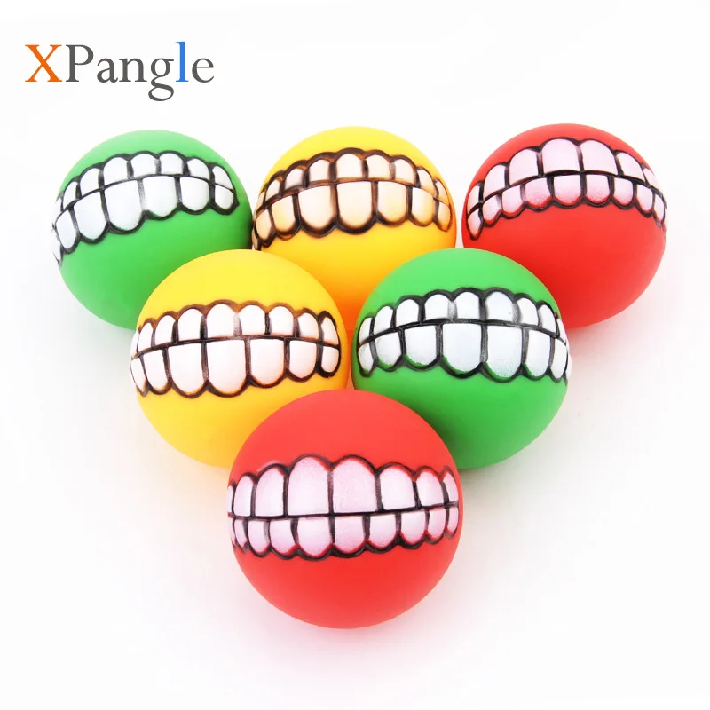 

XPangle Dog Toys Ball Tooth Chew Squeak Pet Interactive Rubber Balls Funny Playing Toys for Small Dogs Cats Puppies Pet Supplies