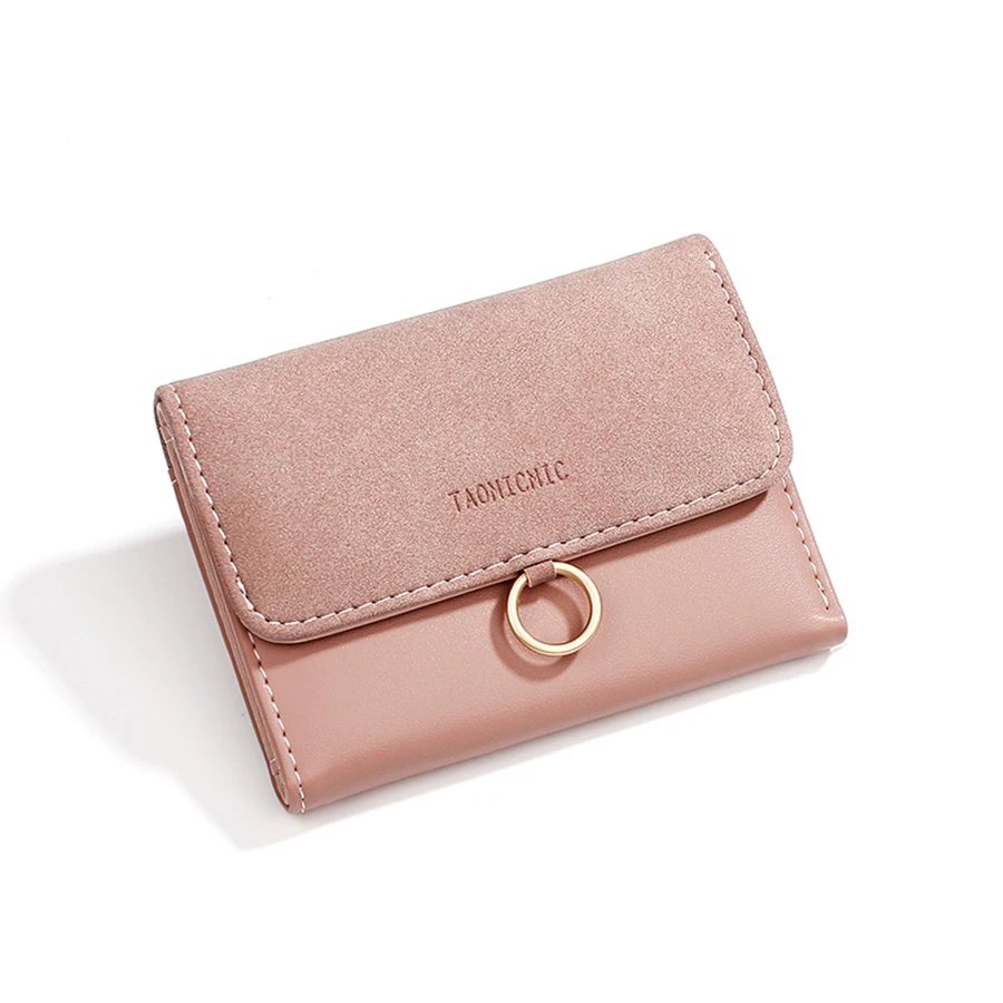 

Simple Stylish Short Women's Wallet Matte Coin Purse Card Holder Buckle Clutch Girl Short Wallet Luxury Brand Leather Purse 2018