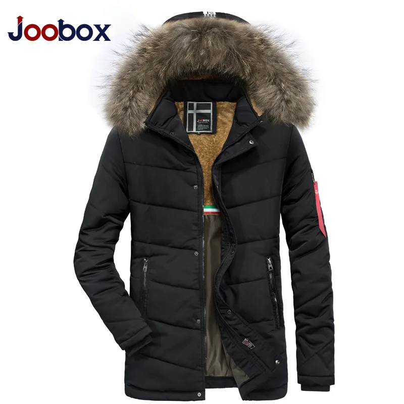 

JOOBOX 2018 New Men Parka Warm Winter Jackets Men Fur Collar Hooded Outwear Men's Down Parkas Brand Clothing S857
