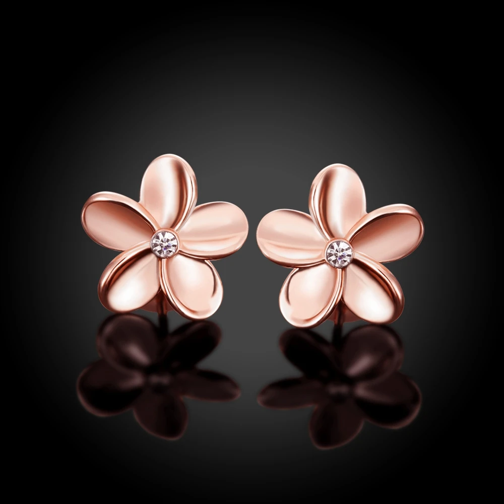 Women S Fashion Jewelry Charm Rose Gold Stud Earrings Beautiful Women S Fashion Jewelry Charm Rose Gold Stud Earrings Beautiful Flower Gift Box E027 In From Accessories On