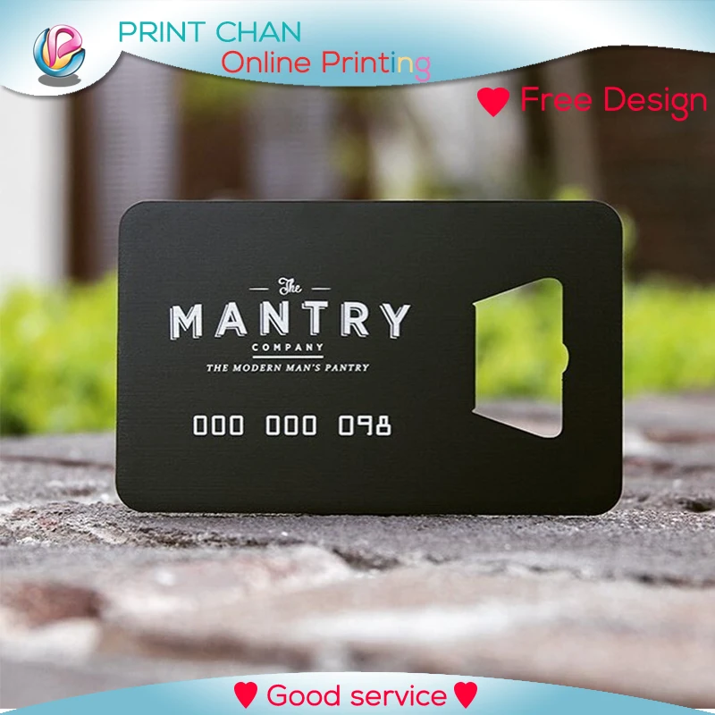 

100pcs/lot Custom membership card metal business cards printing hole punched laser cut serial number card free shipping