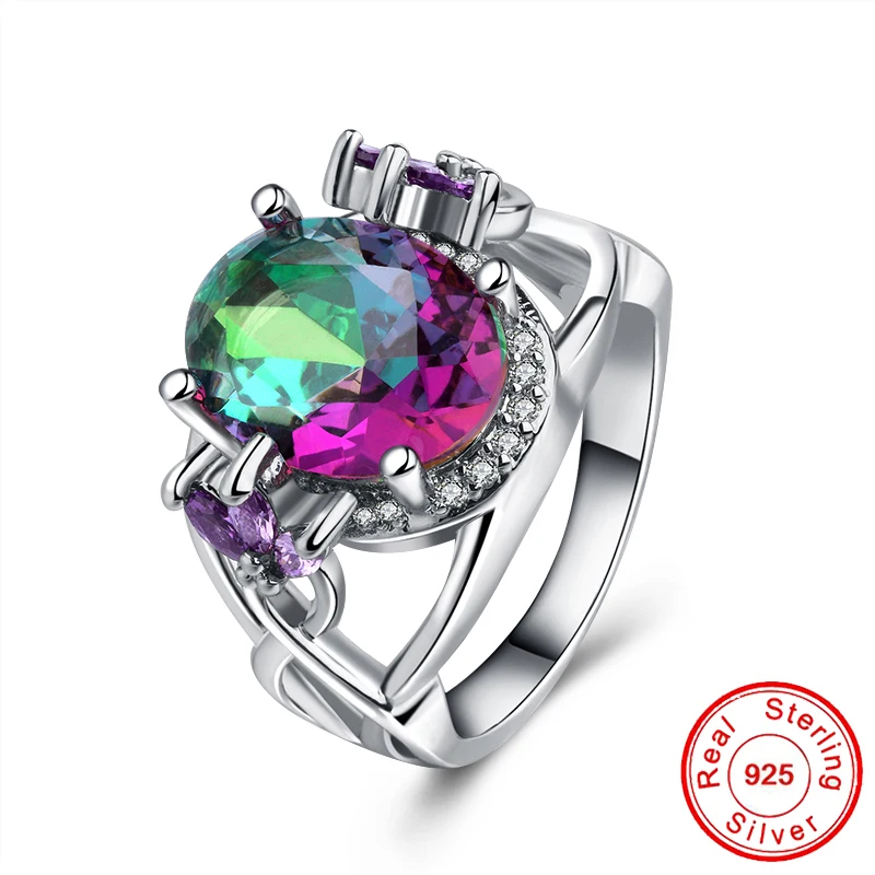 

LXOEN 2019 Fashion Oval Zircon Engagement Rings for Women With Multicolor Crystal Ring Party Jewelry Accessories mujer