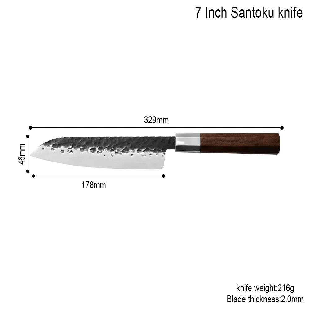XYj 7 ''8'' кухонный кованый стальной нож повара ручной работы с цветной деревянной ручкой Santoku разделочный нож для мяса рыбы суши инструменты для приготовления пищи - Цвет: D.7 chopping knife