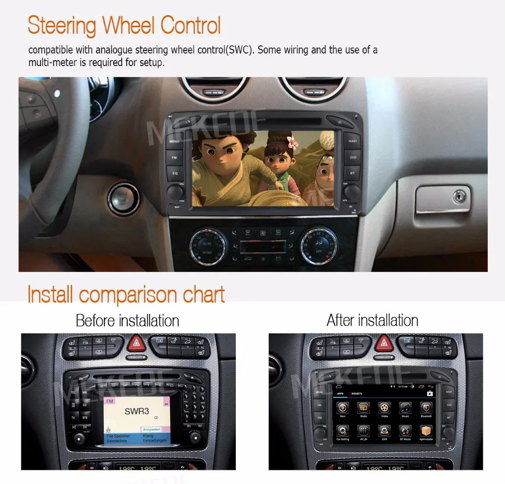 Cheap Free shipping! Android 8.0 Car DVD player radio audio GPS Navi For Mercedes Benz W209 W203 W168 ML W163 W463 Viano W639 Vito RDS 5