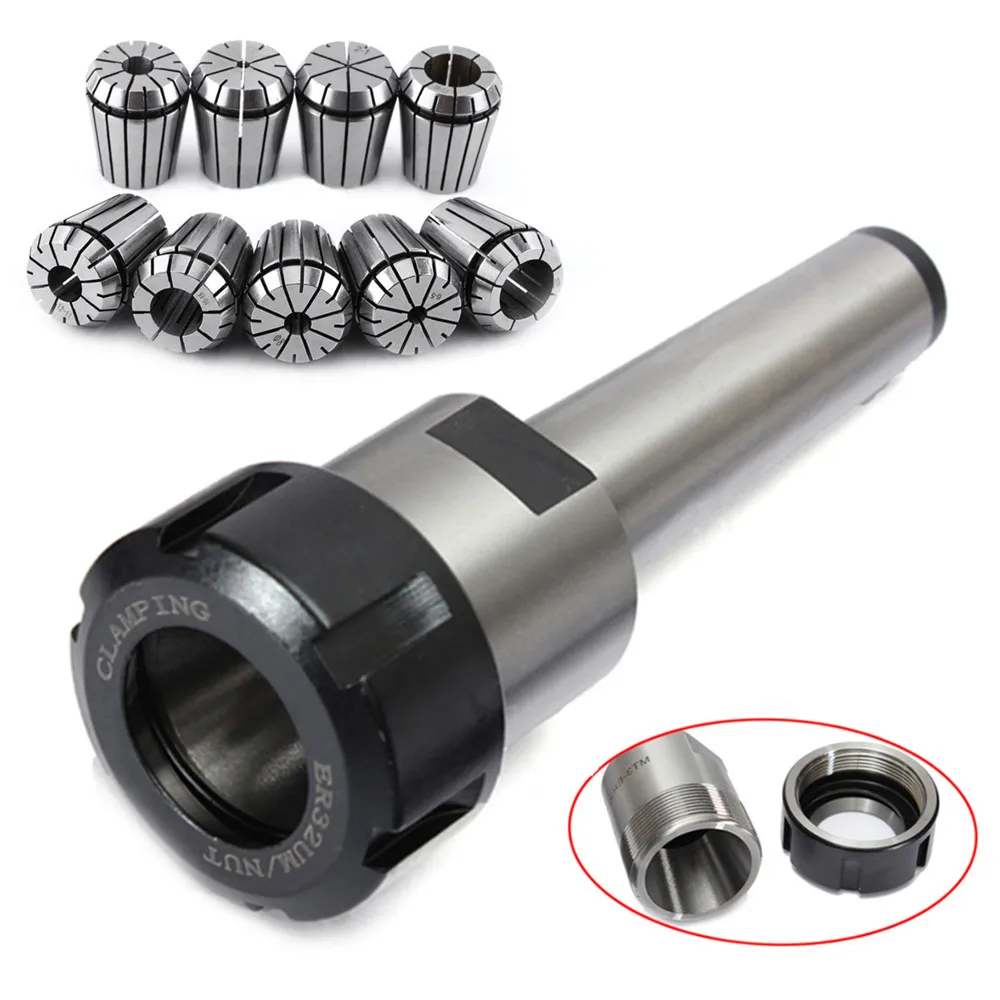 10pcs/set MT3 M12 ER32 Collet Chuck Morse Taper Holder + ER32 Spring Collets For CNC Lathe Milling Tool 10pcs/set MT3 M12 ER32 Collet Chuck Morse Taper Holder + ER32 Spring Collets For CNC Lathe Milling Tool