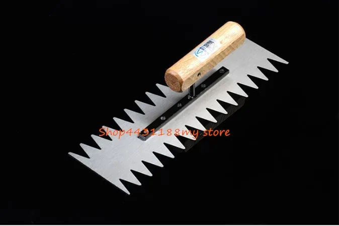 305*105mm Double-sides tooth Manganese steel Blade Wood Handle Plaster Trowel Construction Concrete Spatula Tool
